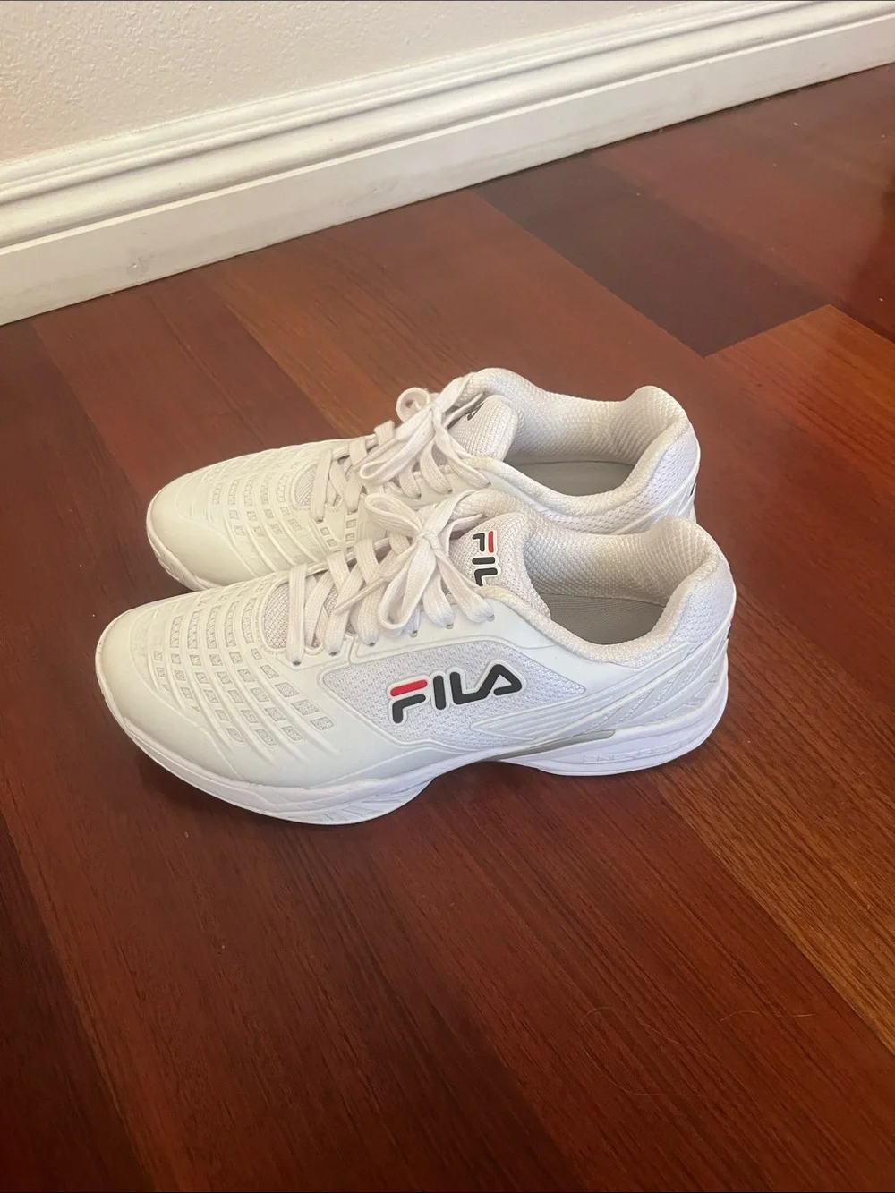 Fila White Athletic Sneakers with Red and Blue Logo